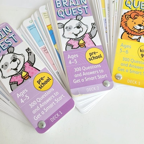 Brain Quest Smart Preschool & Kindergarten Cards Quiz Decks TWO - Picture 3 of 5